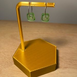 Green beaded hoop earrings